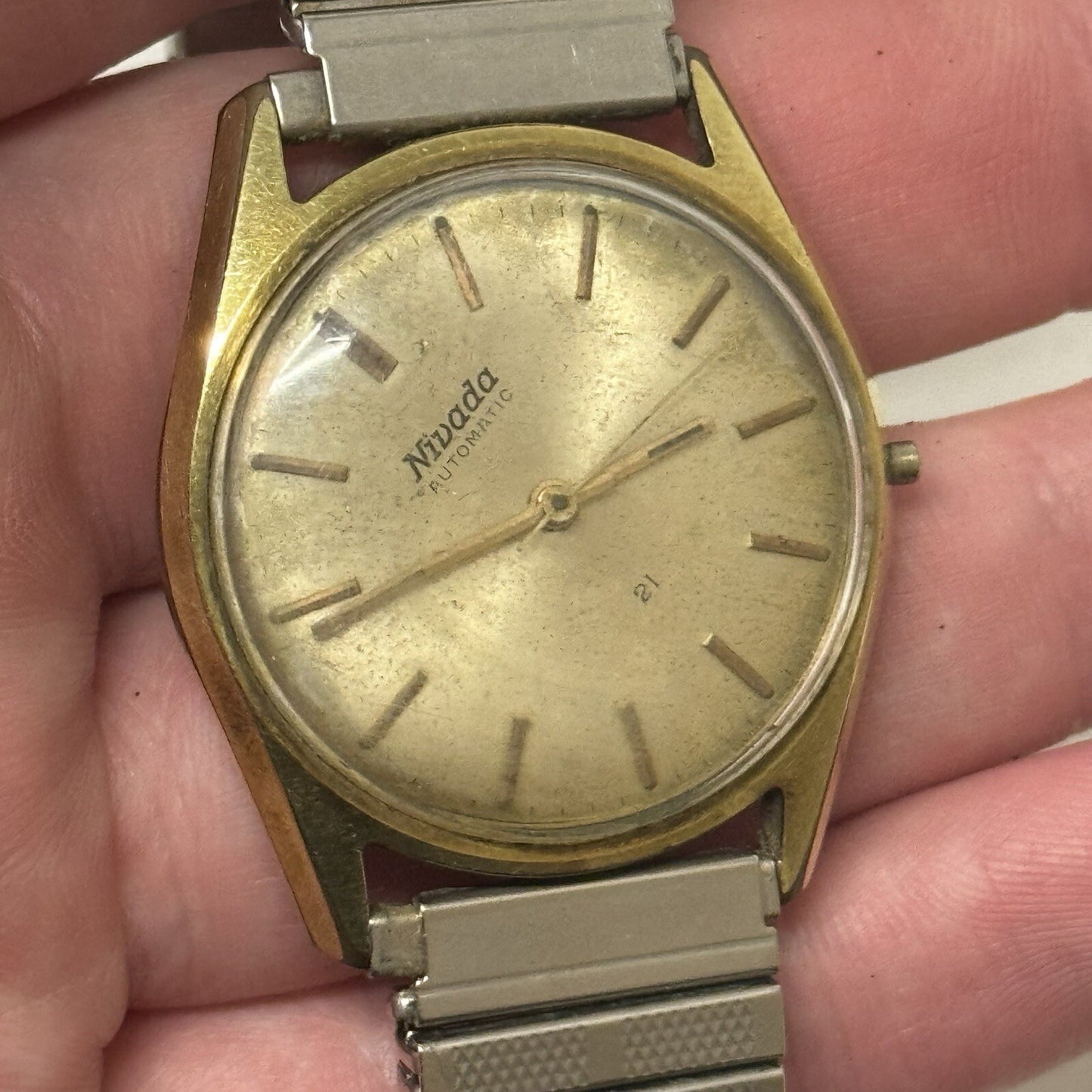 33mm Gents Nivada Automatic AS 1673 Watch Expandable Strap NON WORKING
