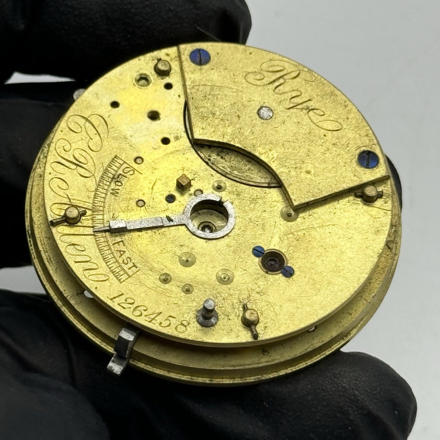 41.2mm Antique C R Allen Partial Pocket Watch Movement FOR PARTS Repair
