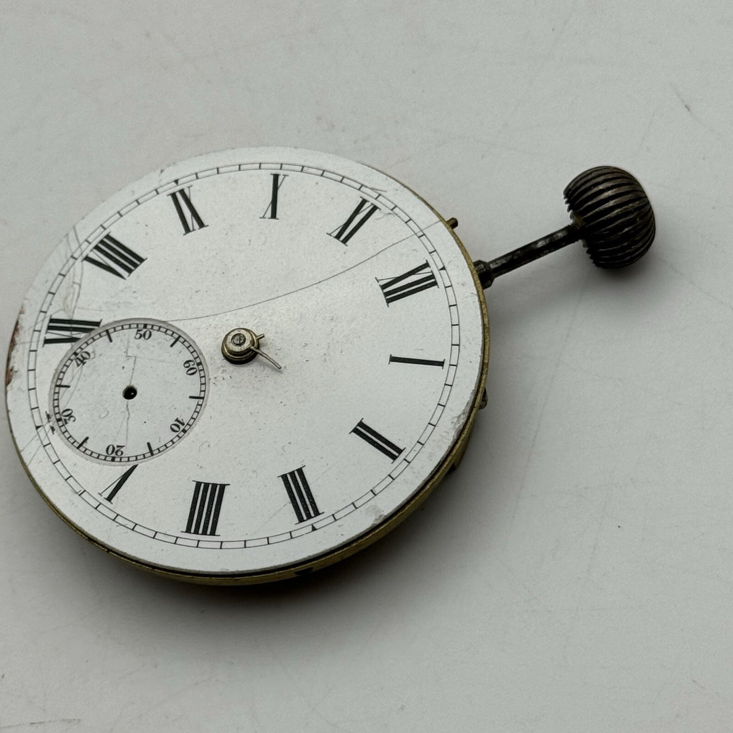 44.7m Warranted English Lever Top Wind Pocket Watch Movement Dial FOR PARTS