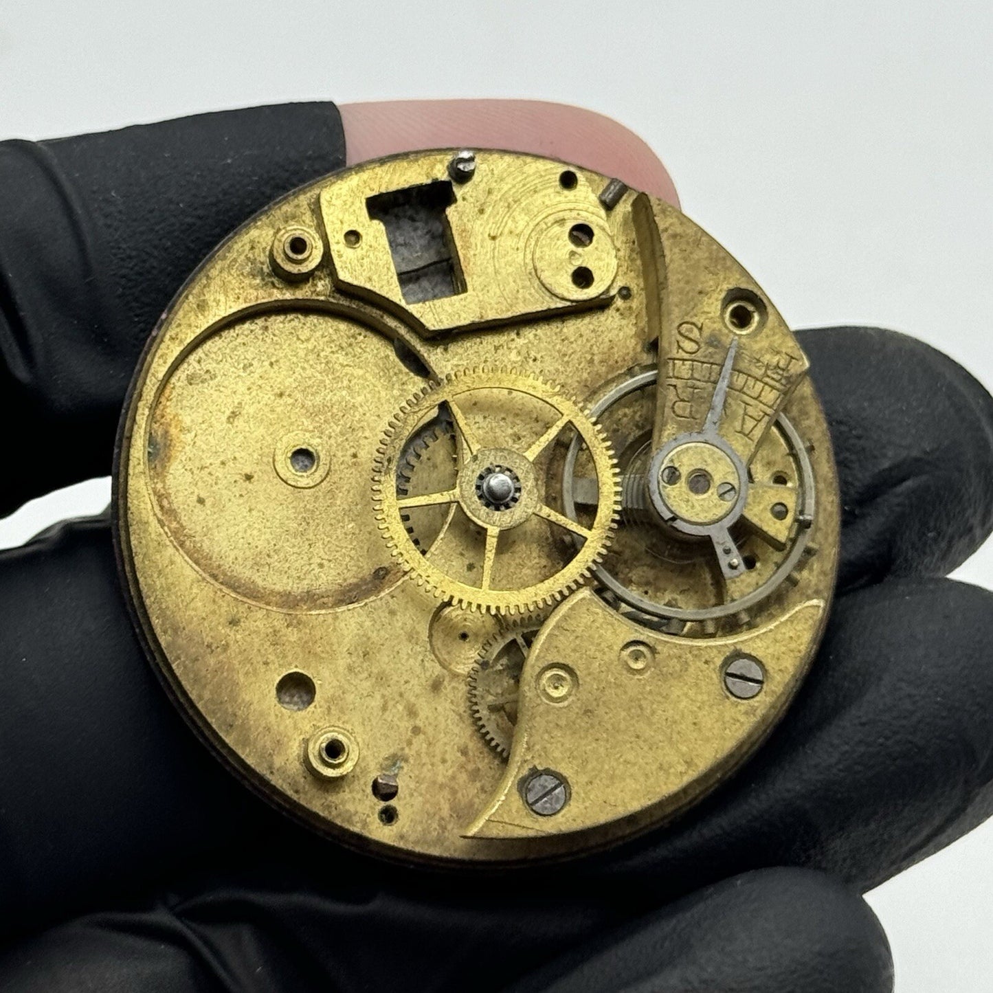 42.4mm Partial Pocket Watch Movement White Porcelain Dial FOR PARTS Restore