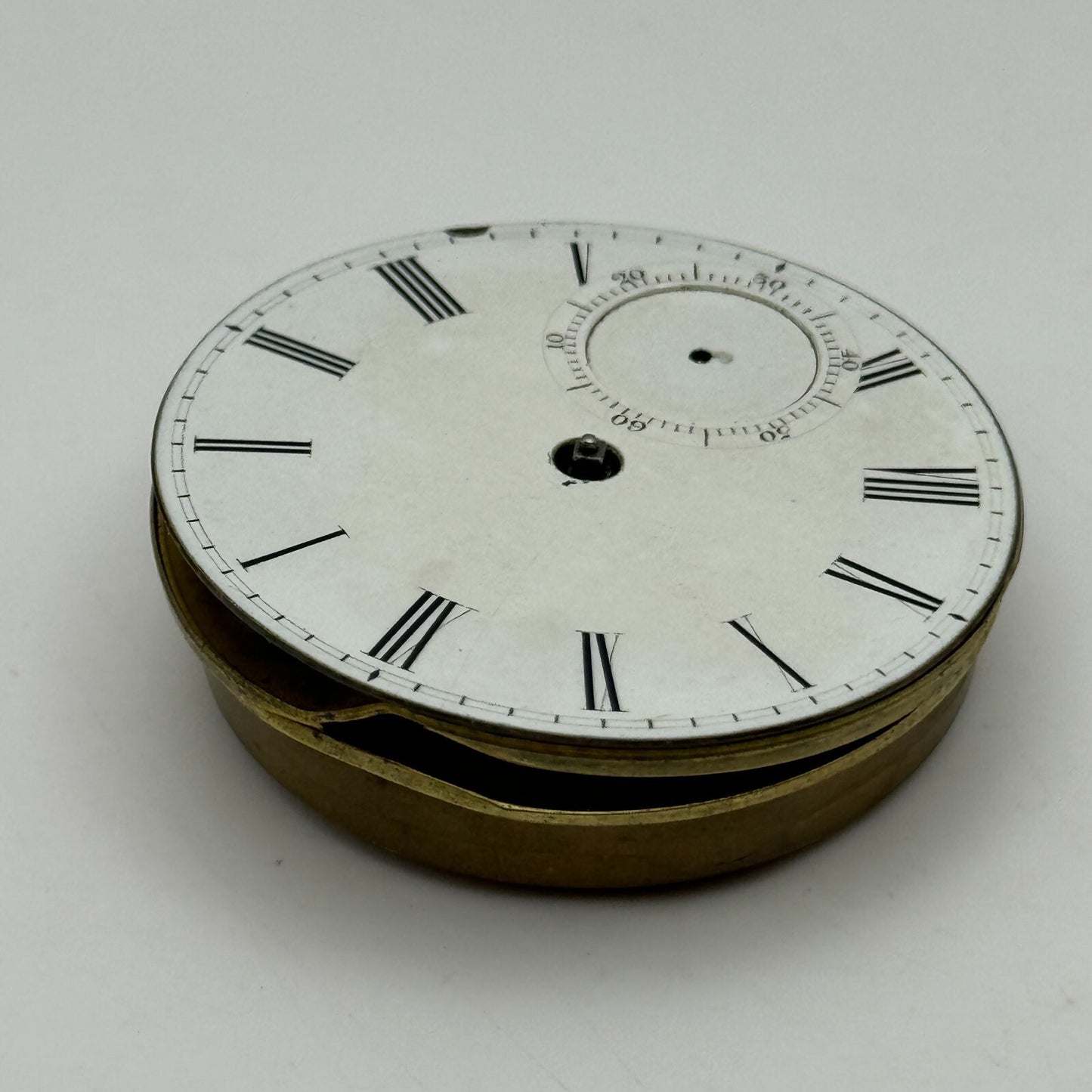 44.3mm Antique Unidentified Fusee Balance Intact Pocket Watch Movement PARTS