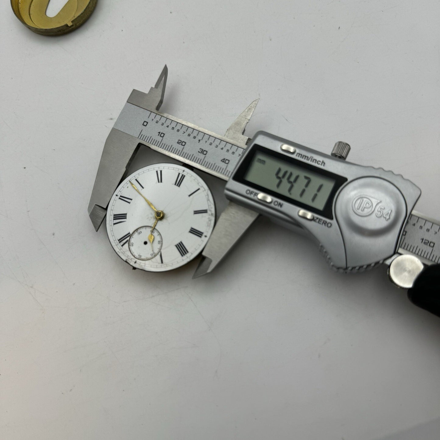 44.7mm Unidentified White Dial Porcelain Pocket Watch Movement Dial FOR PARTS