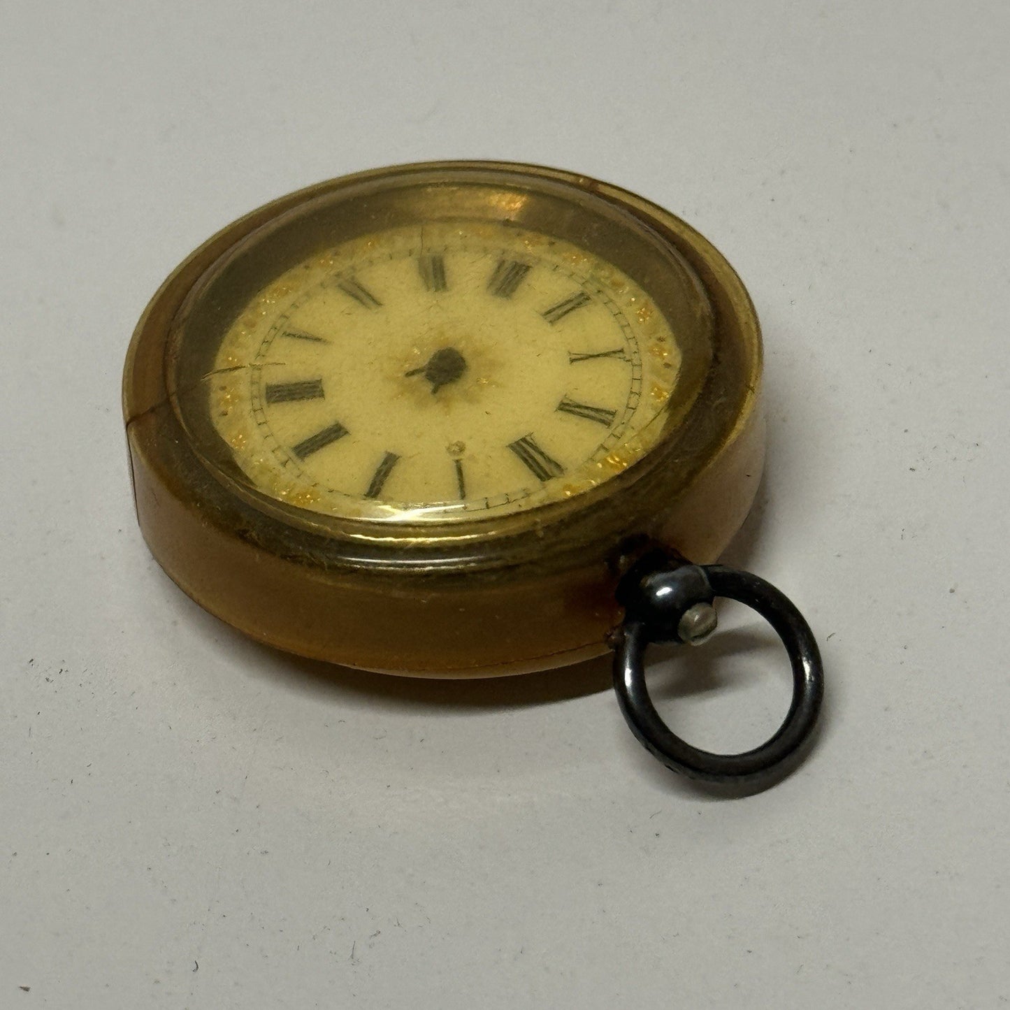 Antique Sterling Silver Patterned Dial Cylinder Pocket Watch & Outer Case PARTS
