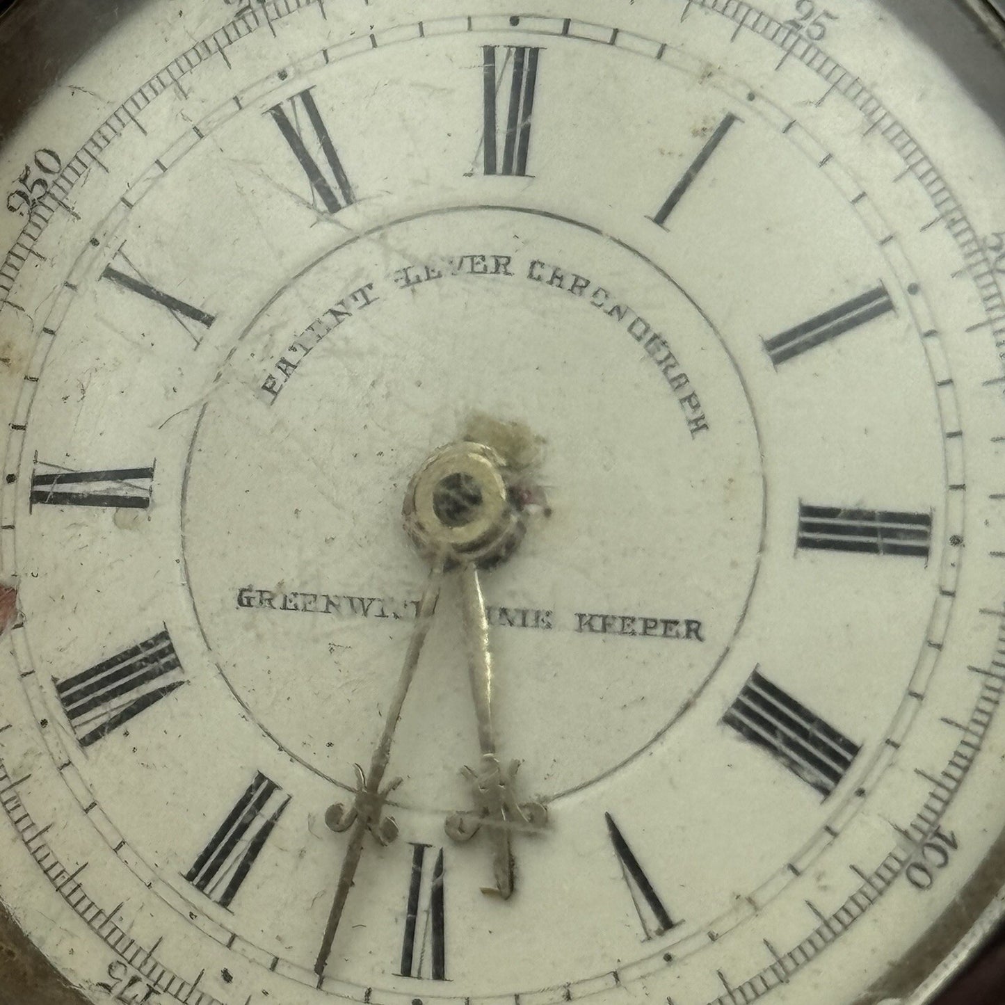 60mm Sterling Silver Patent Lever Chronograph Greenwich Time Keeper TO RESTORE