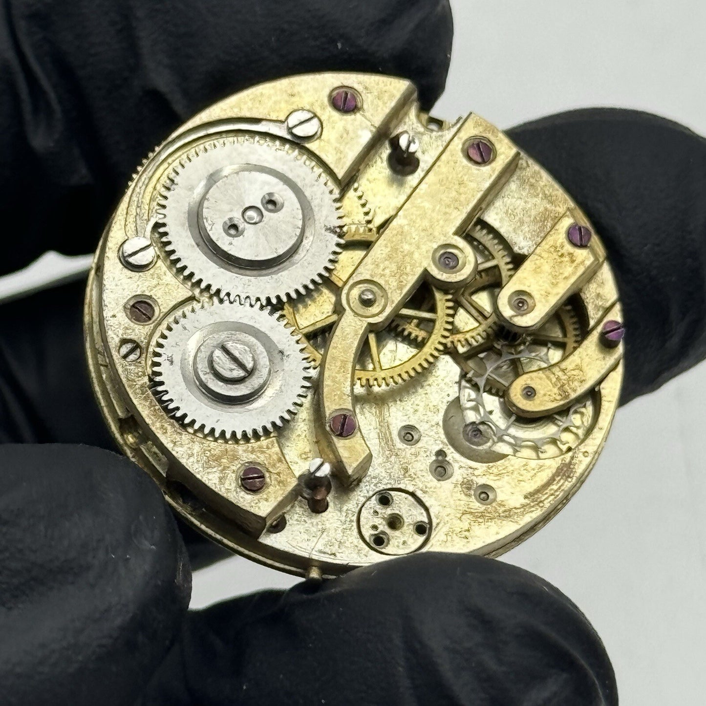 31mm Beautiful Patterned Dial Cylinder Pocket Watch Movement FOR PARTS