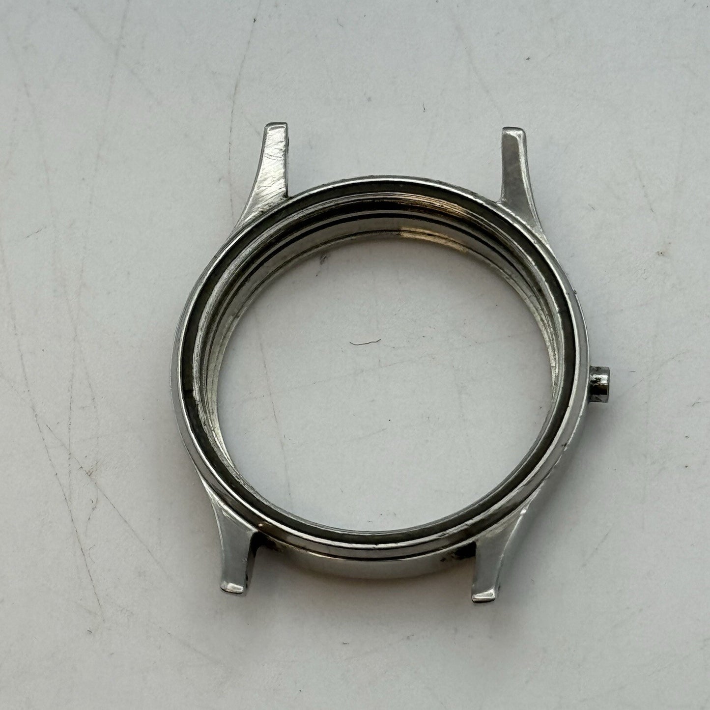 29.5mm Vintage Girard Perregaux 7163 Engraved Watch Case StayBrite Steel Brevet