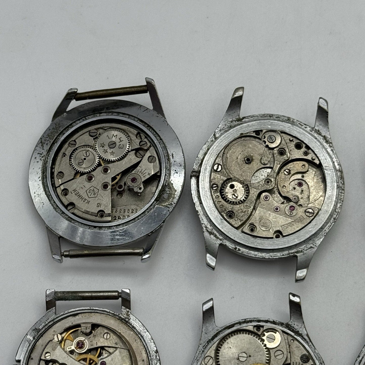 8 x Vintage Soviet Manual Wind Watch Heads For Parts Repair Job Lot Bundle