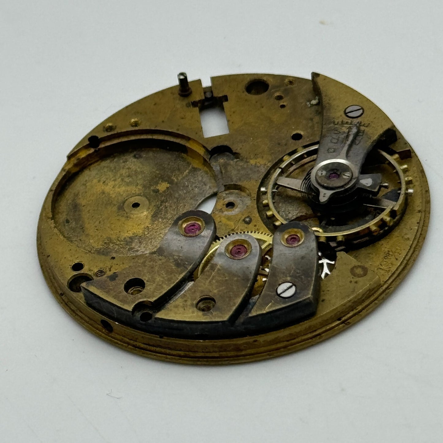 42.9mm Buren 19 28/12 Balance Intact Partial Pocket Watch Movement PARTS SPARE