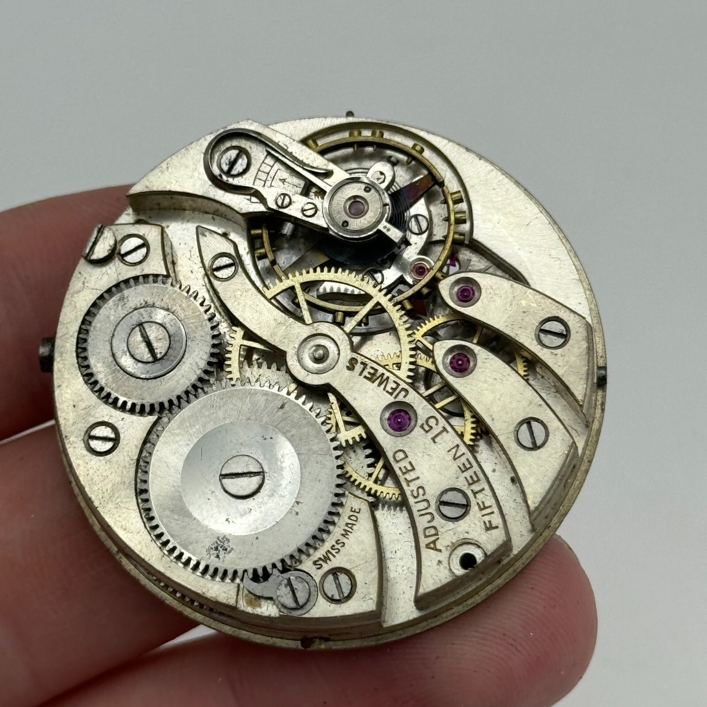 43.1mm Unidentified High Grade 15 Jewels Swiss Pocket Watch Movement PARTS