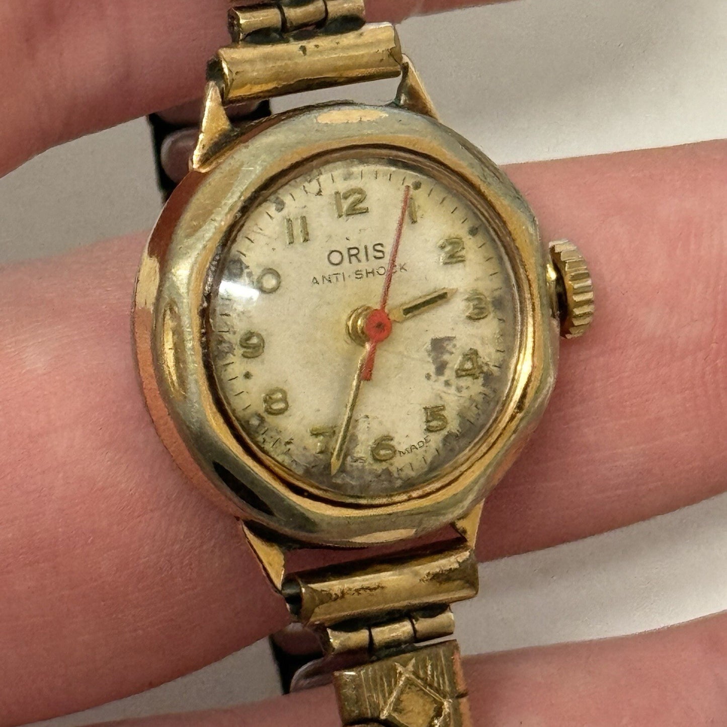 21mm WORKING Vintage Oris 612 KIF Gold Plated Centre Seconds Watch 3 MINS FAST