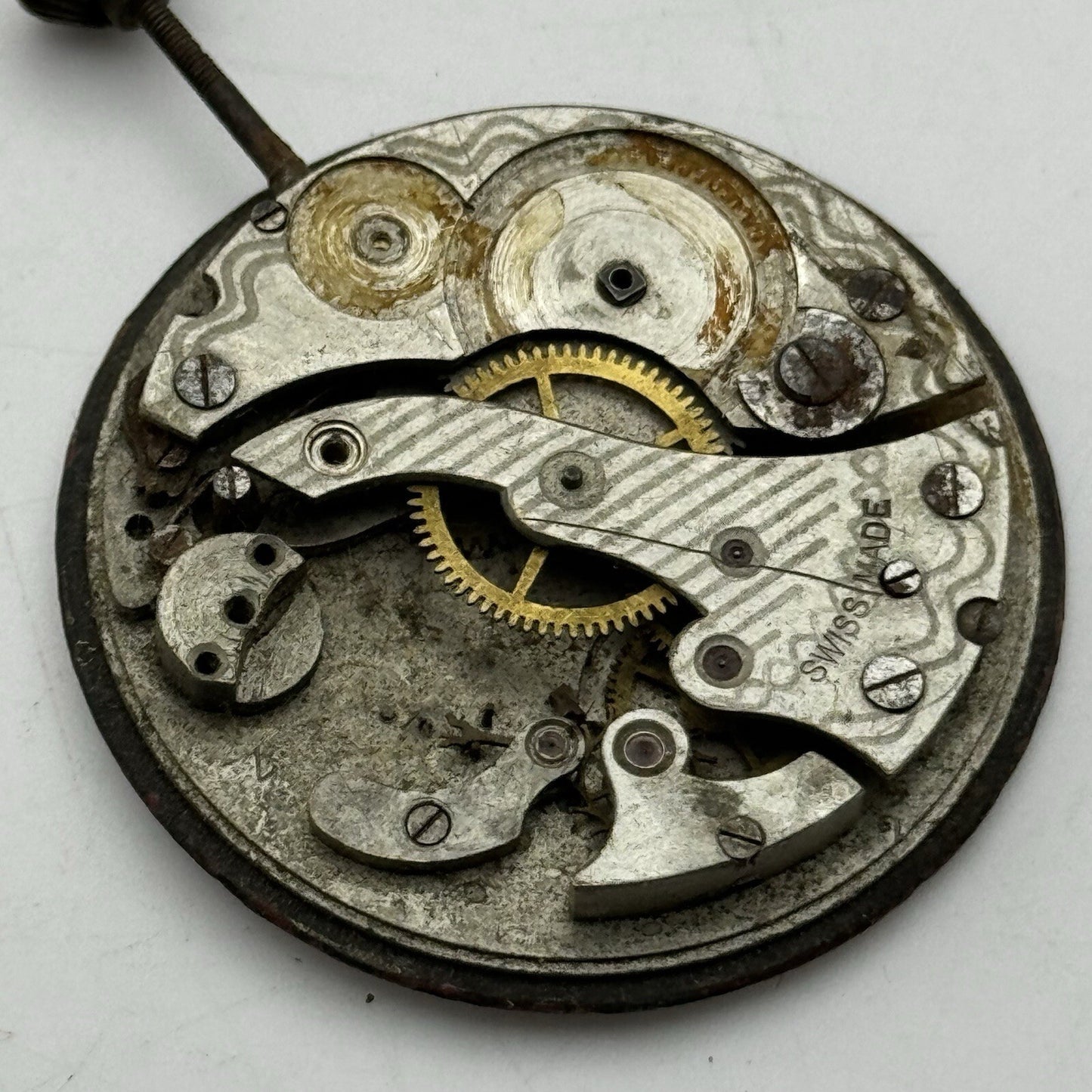 42.5mm Interesting Swiss Top Wind Pocket Watch Movement Dial FOR PARTS