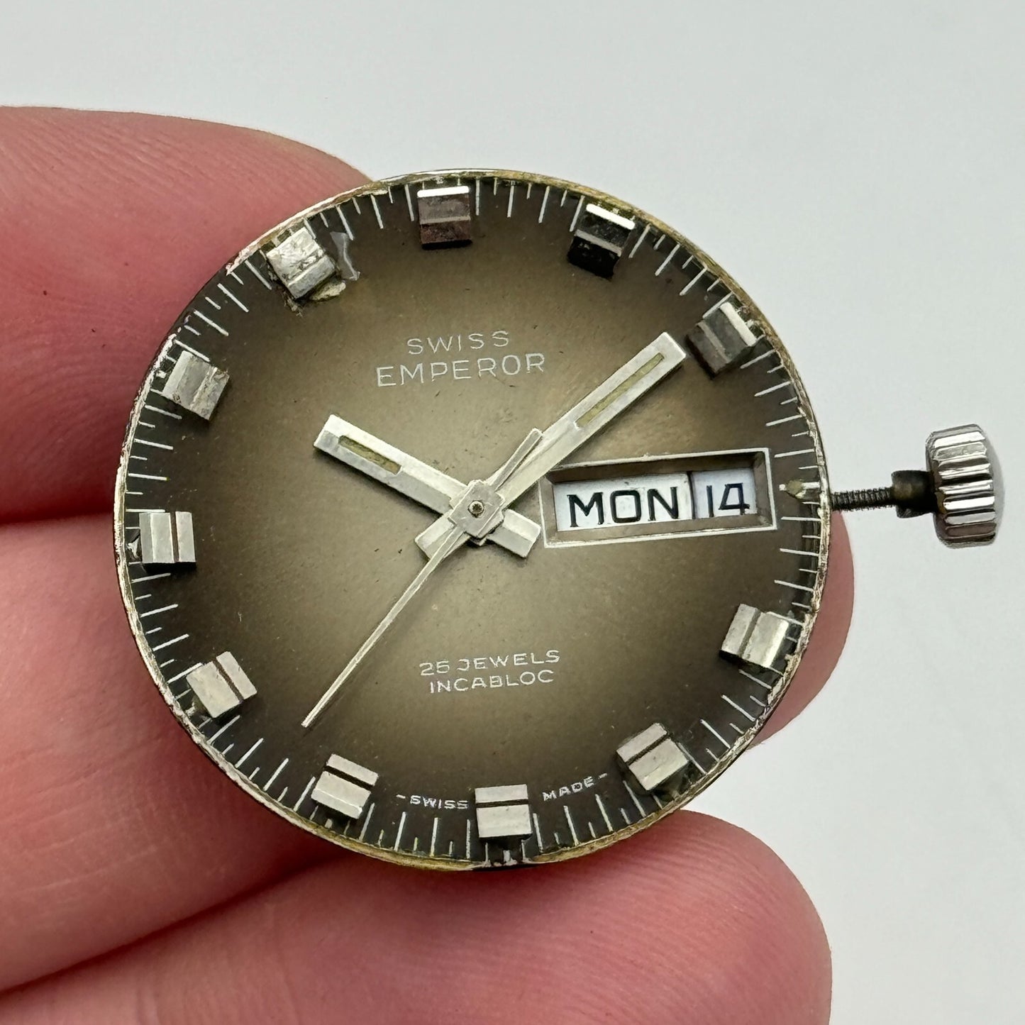 25.5mm Mens Running Swiss Emperor FHF 908 Automatic Watch Movement Vintage PARTS