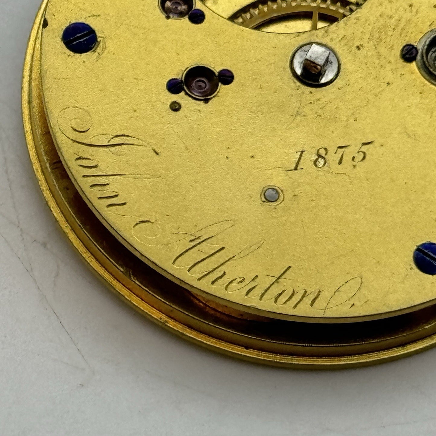 43mm Manual Wind John Atherton Liverpool Fusee Pocket Watch Movement FOR PARTS