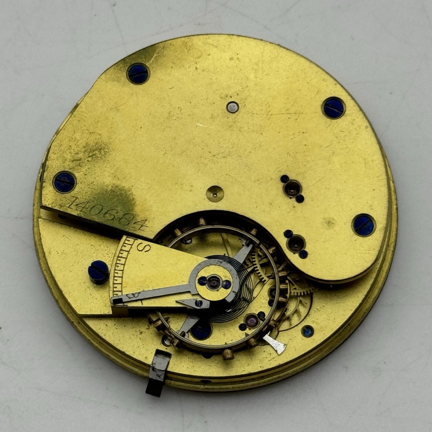 44.7mm Unidentified White Porcelain Dial Pocket Watch Movement FOR PARTS