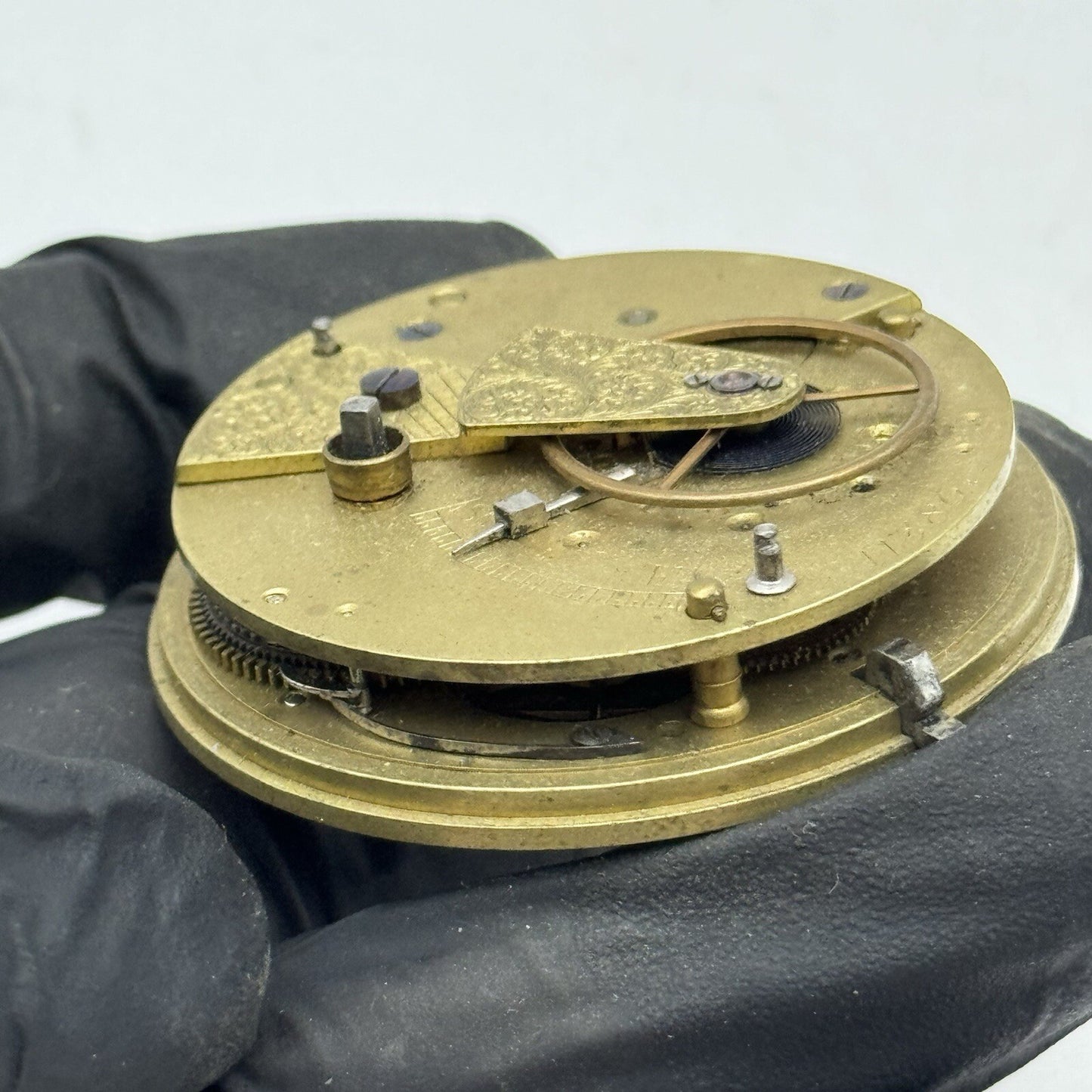48.1mm Unidentified Fusee Chain Antique Pocket Watch Movement Parts Repair