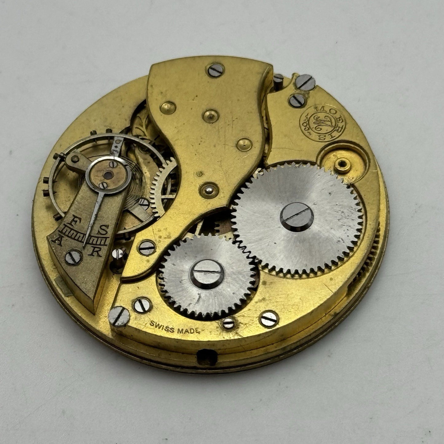 43.2mm Moeris Open Face Swiss Vintage Pocket Watch Movement PARTS REPAIR SPARES