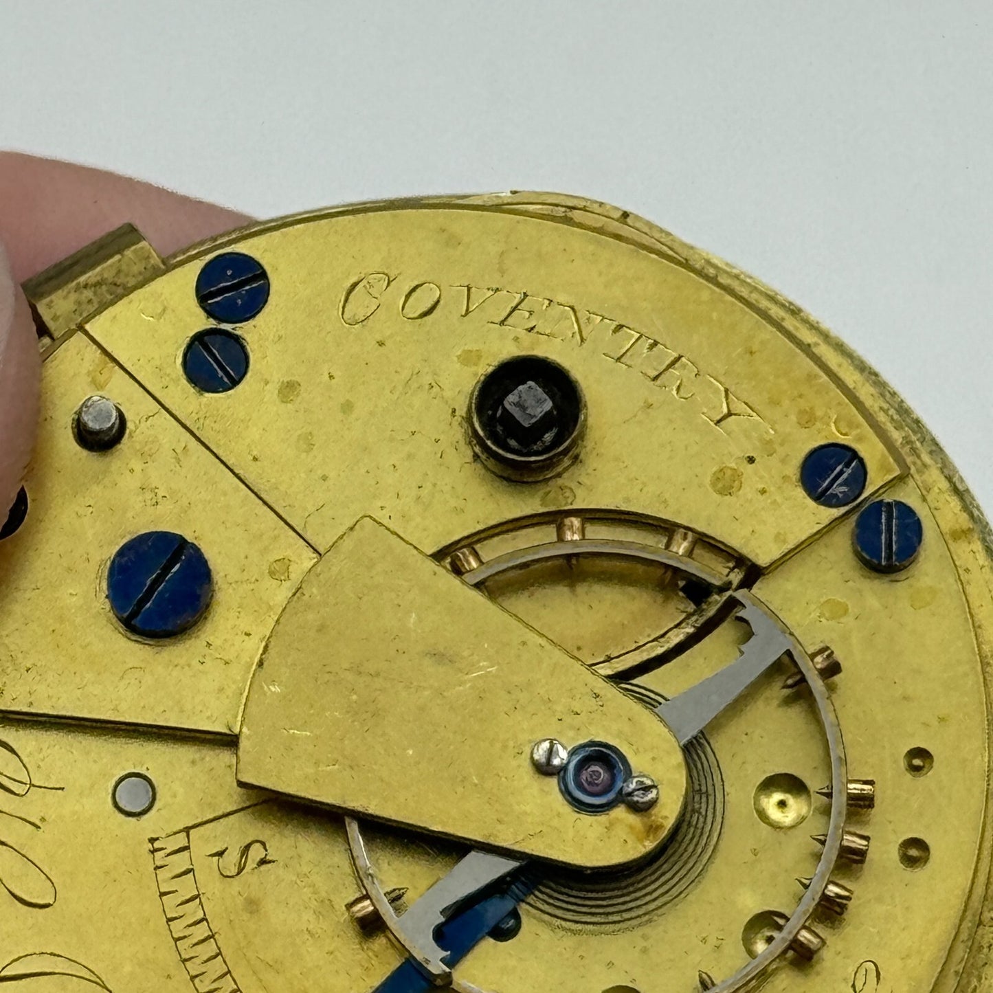 44.6mm Antique H J Norris Coventry Balance Intact Pocket Watch Movement PARTS