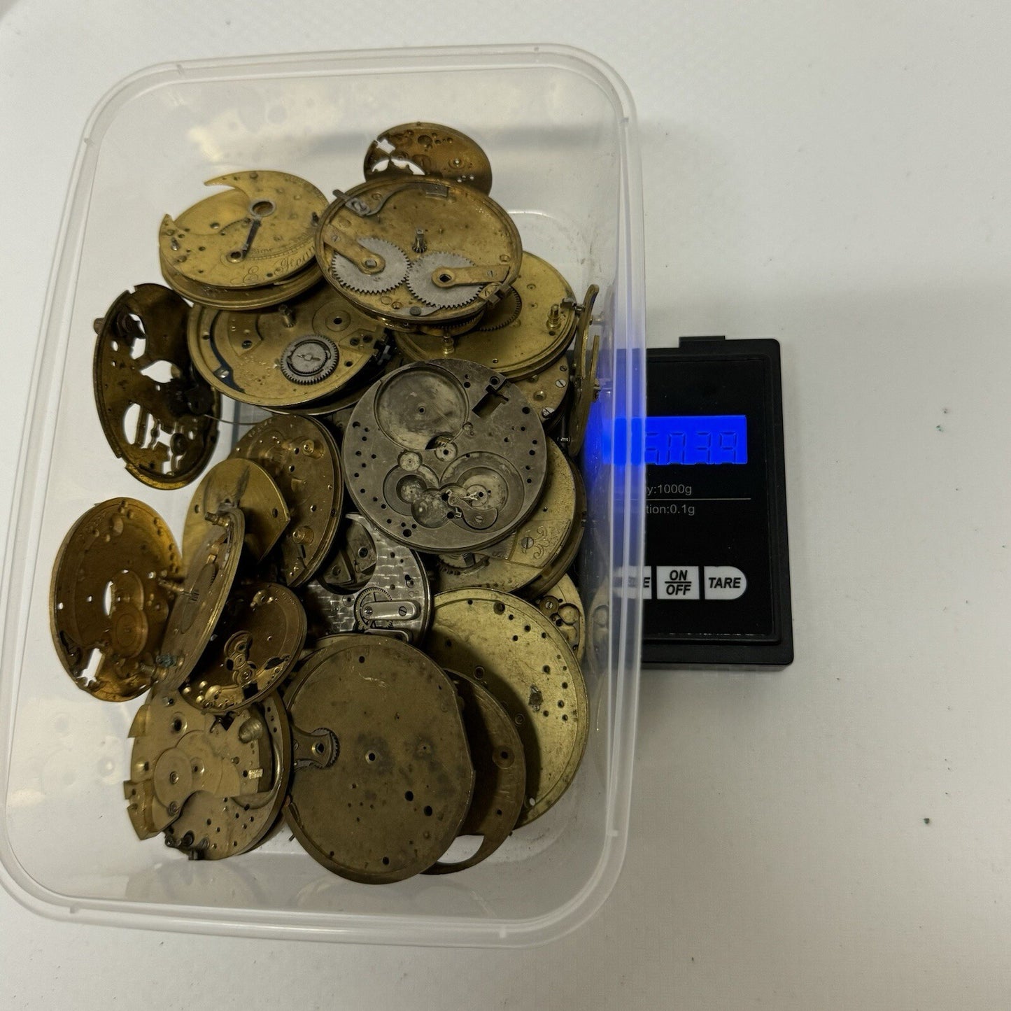 500 Grams Mixed Partial Pocket Watch Movements Watchmakers Job Lot Spares Parts