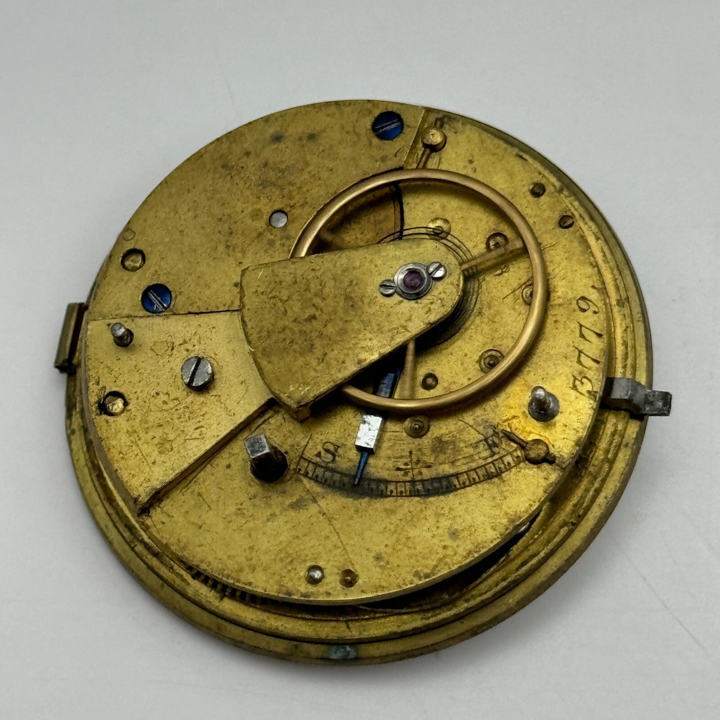 45.4mm Unidentified English Fusee Chain Present Pocket Watch Movement PARTS