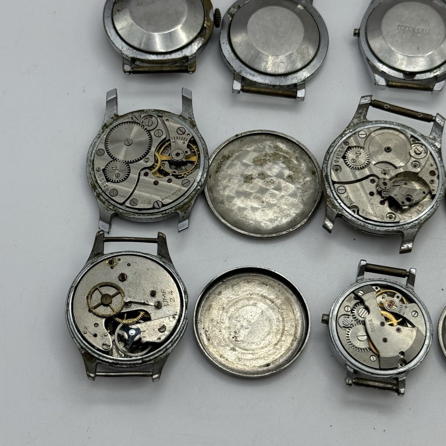 10 x Vintage Soviet Manual Wind Watch Heads For Parts Repair Job Lot Bundle