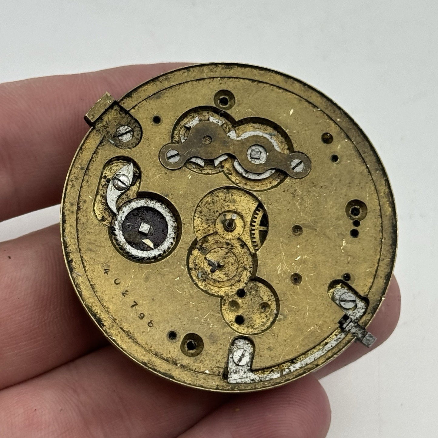 50mm A Yewdall Leeds English Fusee Pocket Watch Movement - Chain Present PARTS