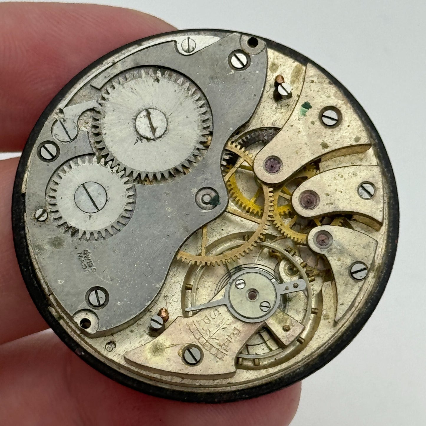 43mm Vintage Open Face Swiss Balance Intact Pocket Watch Movement PARTS SPARES