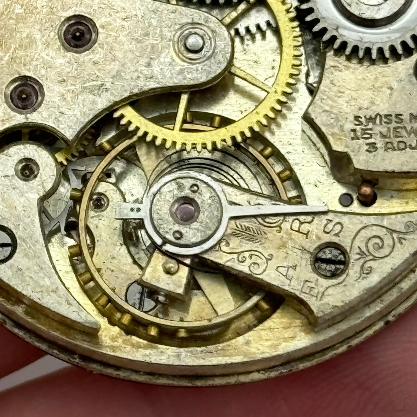 43.1mm Vintage 15 Jewels Swiss 3 Adjus Sub Seconds Pocket Watch Movement PARTS