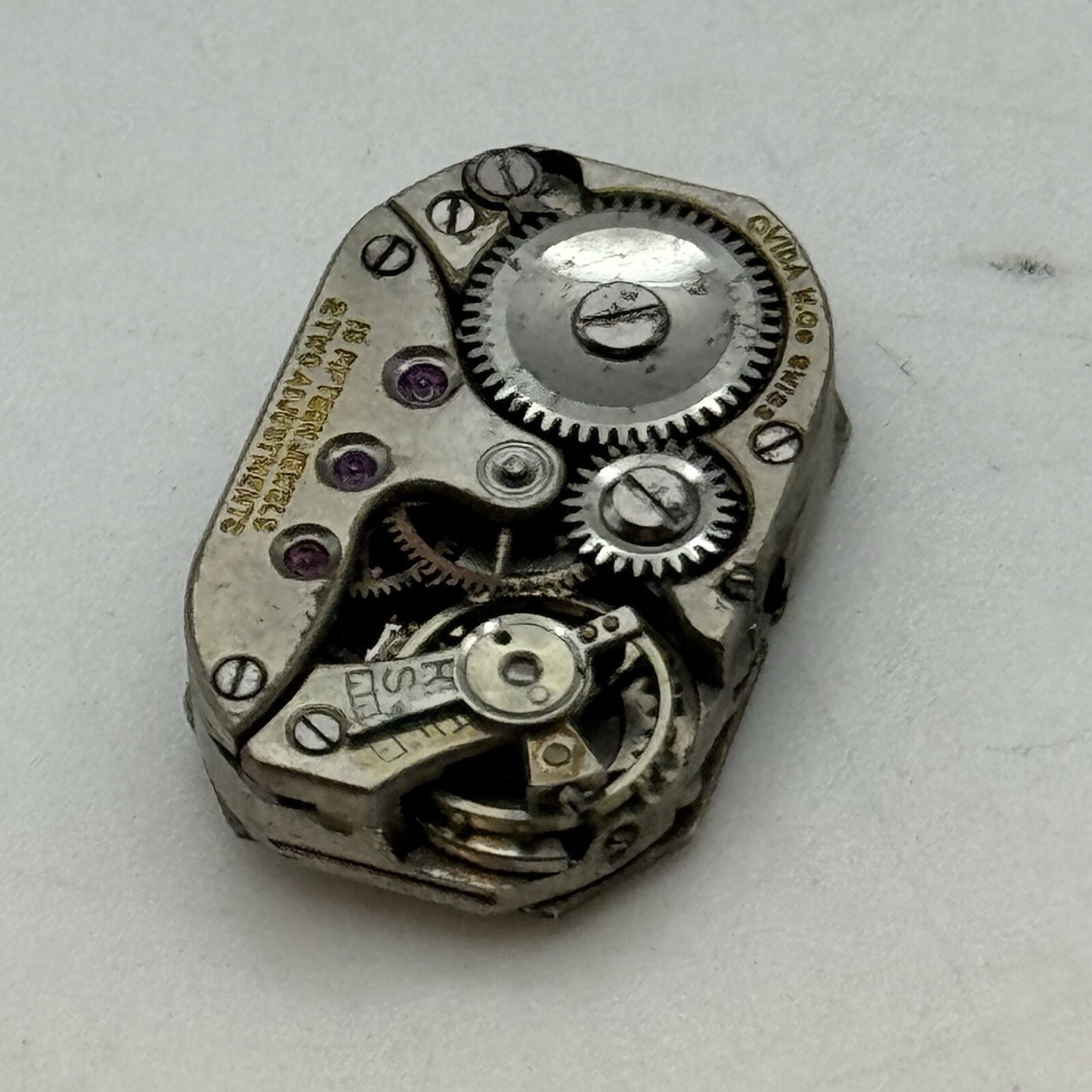12.7mm Ovida Art Deco Tank Watch Movement Dial Restoration Repair Balance Ok
