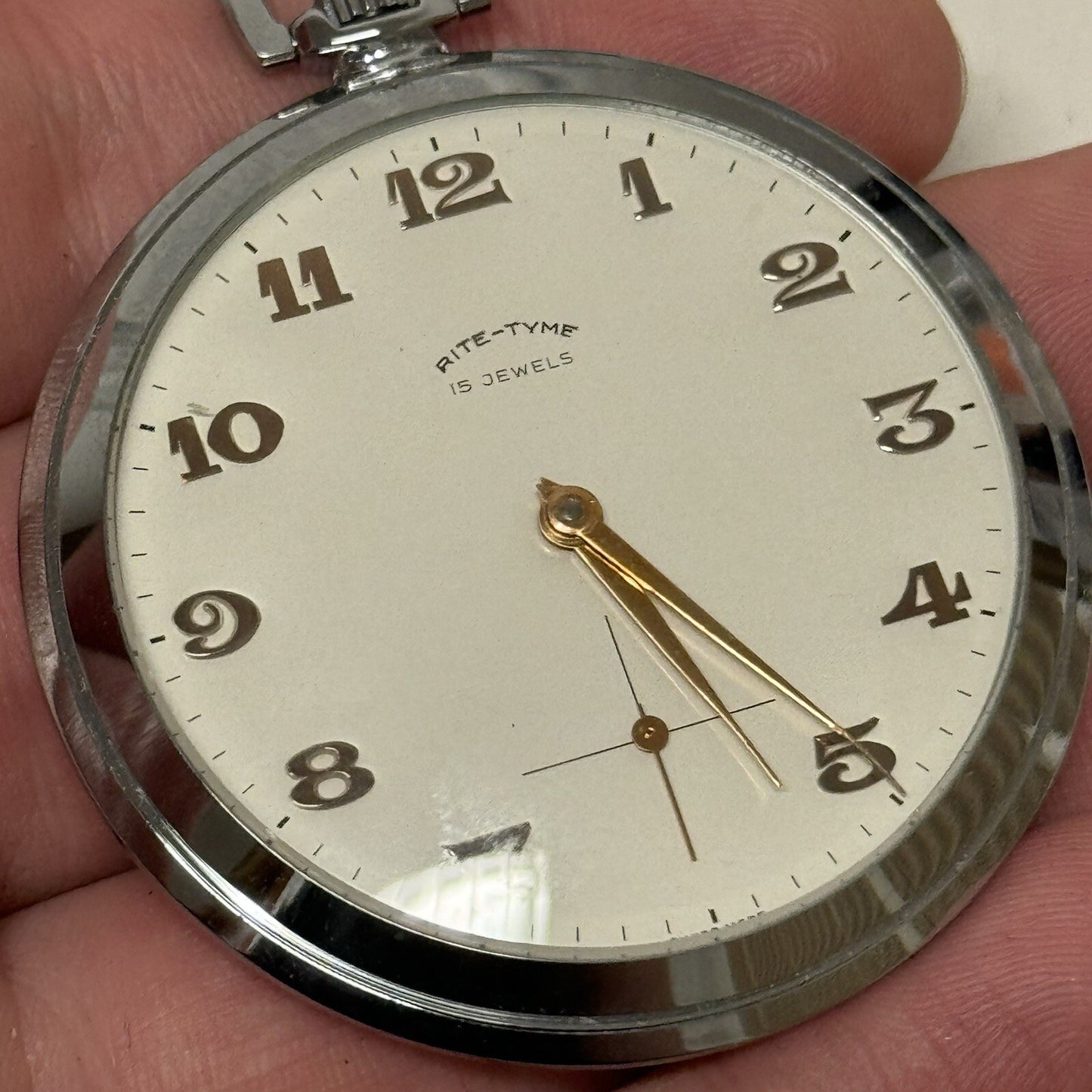 49mm Vintage NEW OLD STOCK Rite - Tyme Open Face Subdial Pocket Watch TO SERVICE