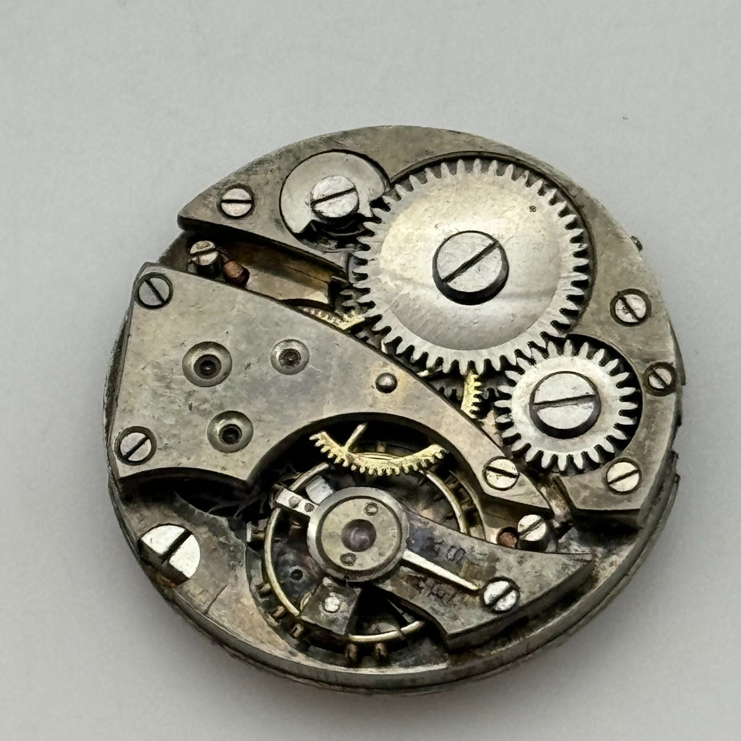 23.6mm Unidentified Porcelain Dial Trench Watch Movement Manual Wind FOR PARTS