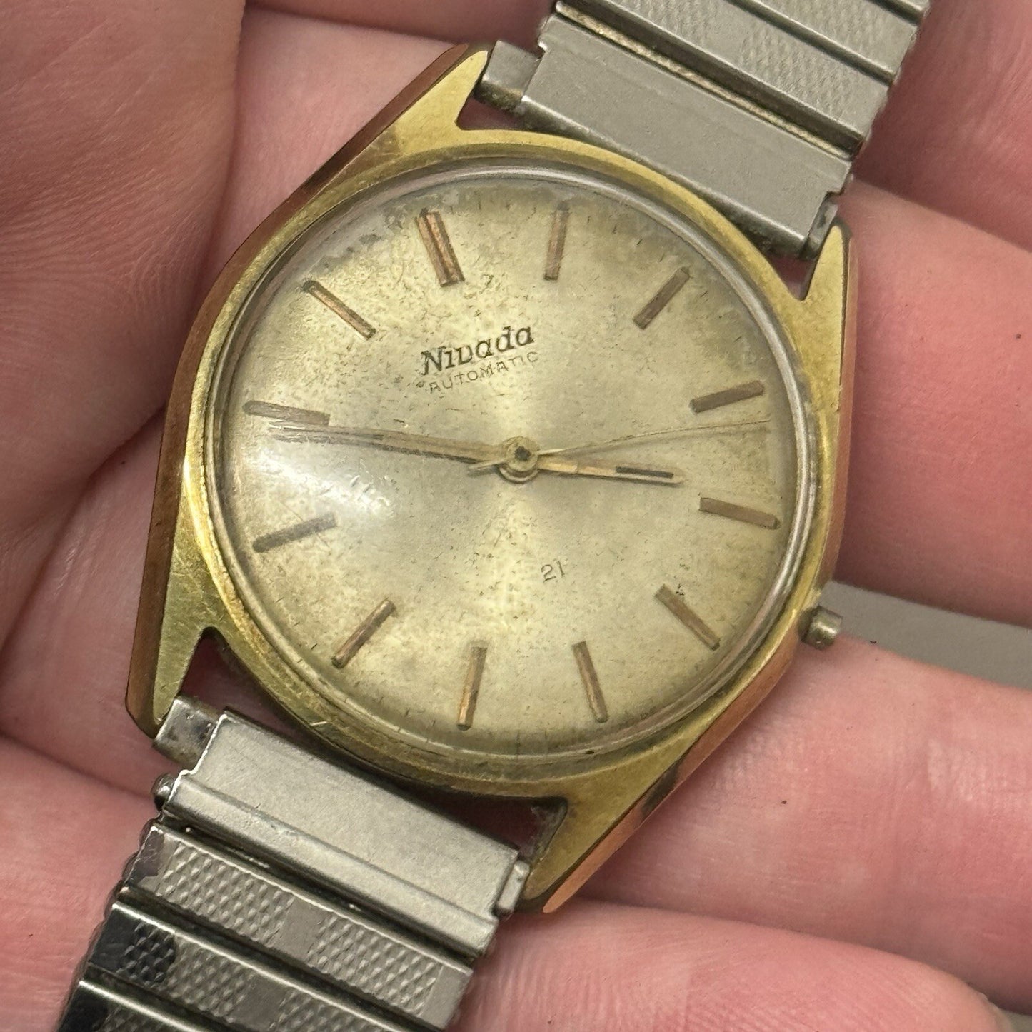 33mm Gents Nivada Automatic AS 1673 Watch Expandable Strap NON WORKING