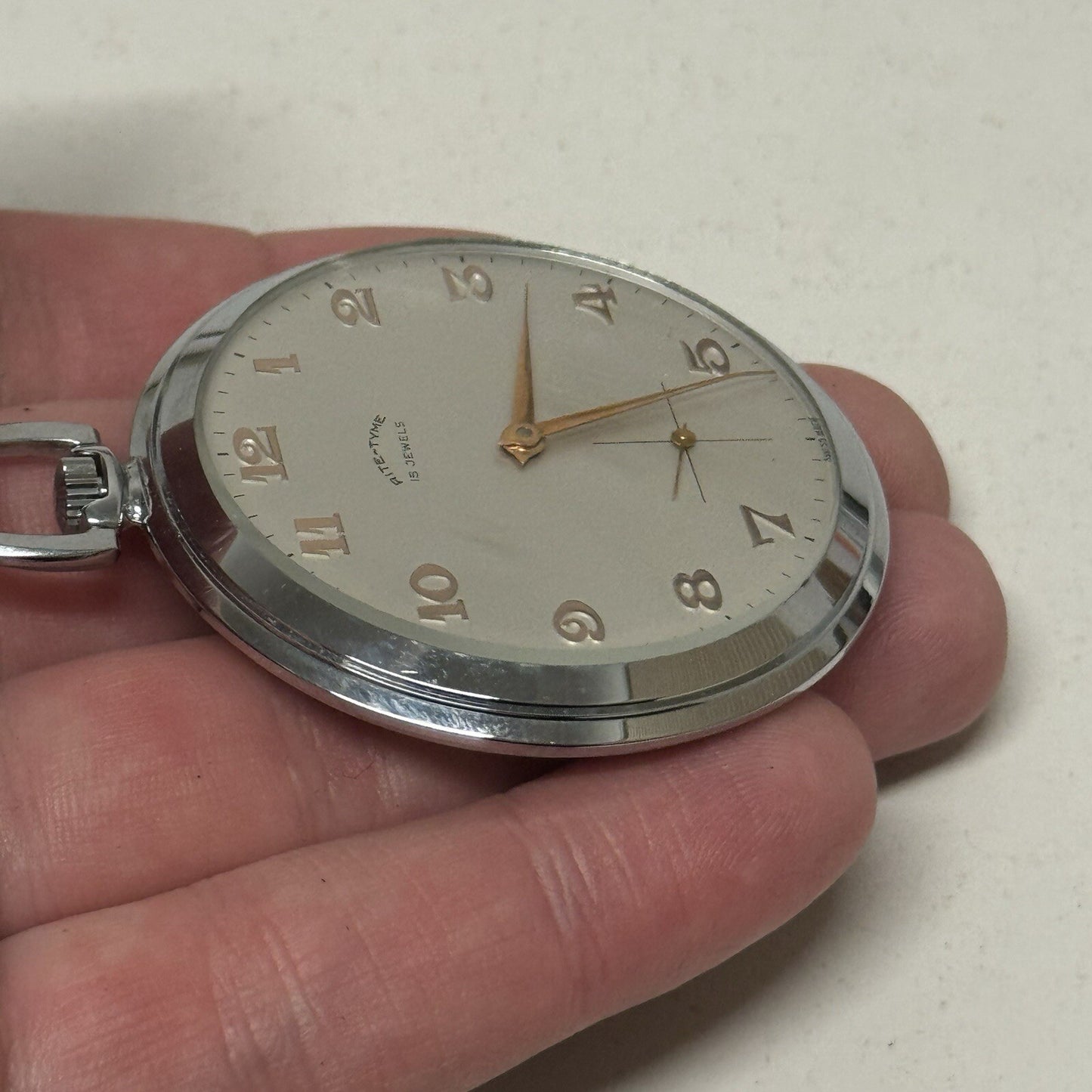 49mm Vintage NEW OLD STOCK Rite - Tyme Open Face Subdial Pocket Watch TO SERVICE