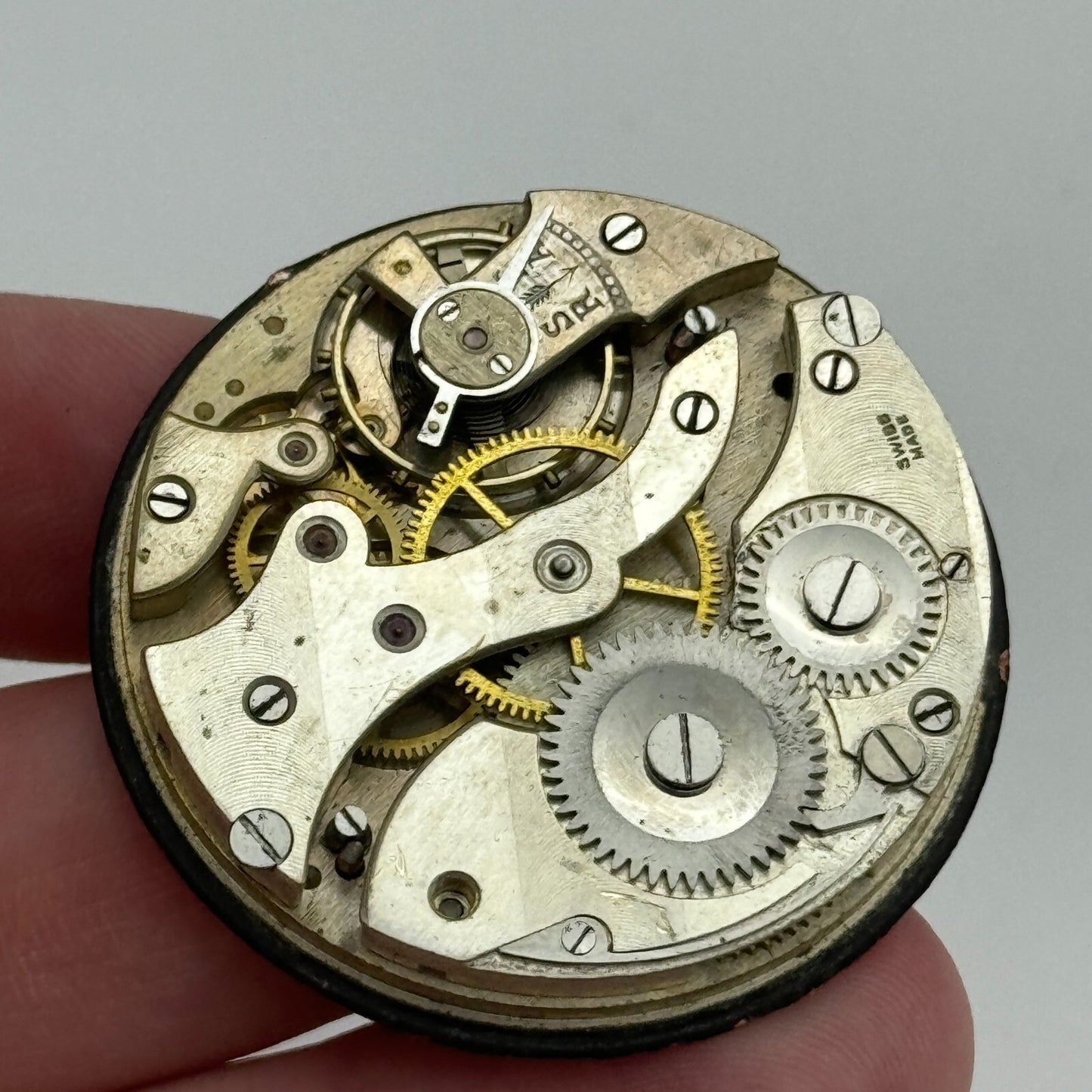 42.5mm Vintage Swiss Open Face Balance Intact Pocket Watch Movement PARTS SPARES