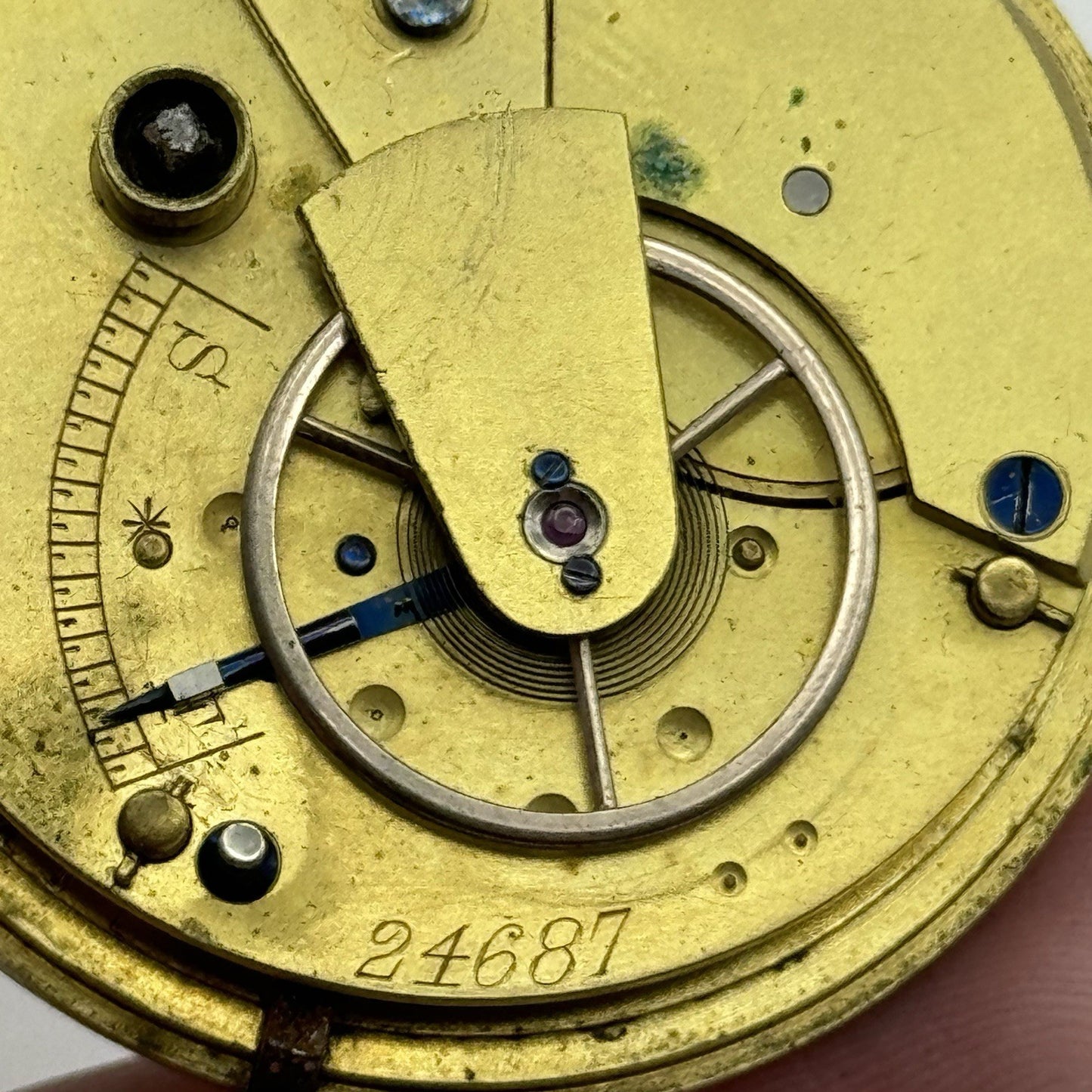 43mm Antique Fusee Good Balance Pocket Watch Movement - Chain Present PARTS
