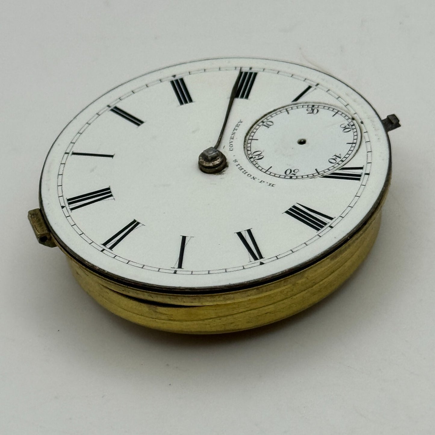 44.6mm Antique H J Norris Coventry Balance Intact Pocket Watch Movement PARTS