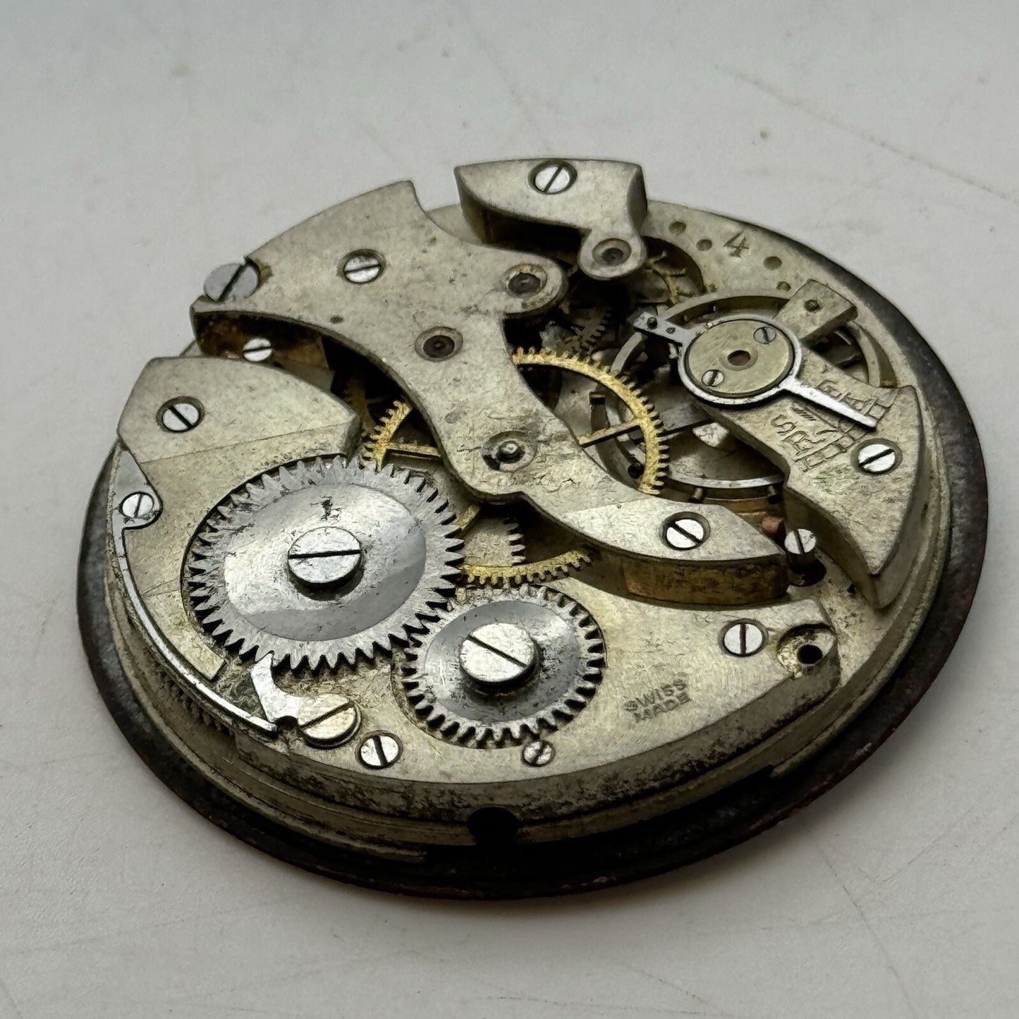43.7mm Military Style Dial Top Wind Pocket Watch Movement FOR PARTS