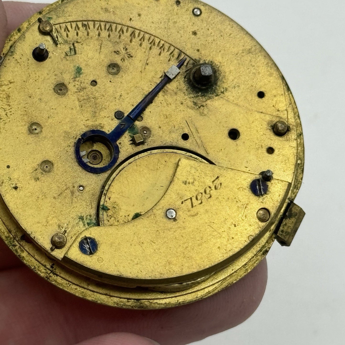 44.8mm Antique Unidentified English Fusee Pocket Watch Movement - PARTS REPAIR