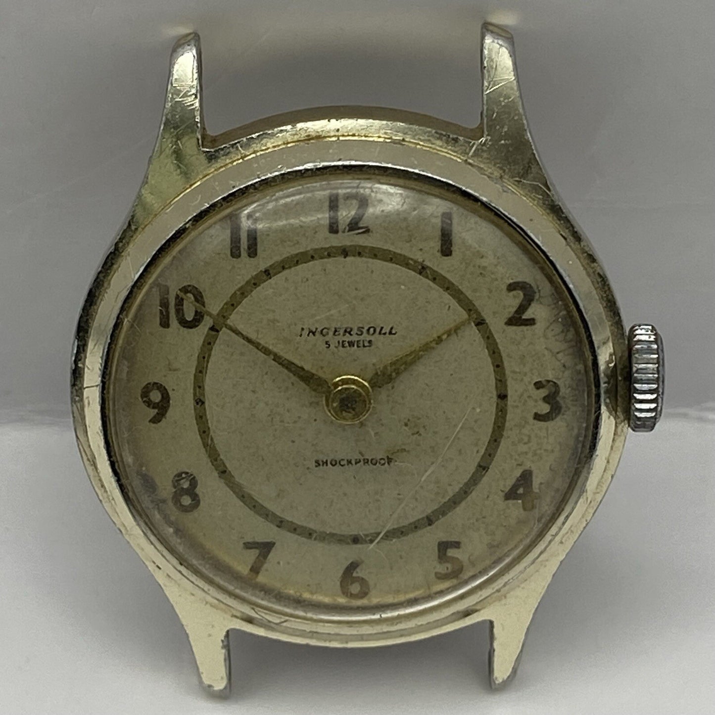 33mm Gents Vintage Ingersoll 5 Jewels Shock Proof Wristwatch NON WORKING Spares
