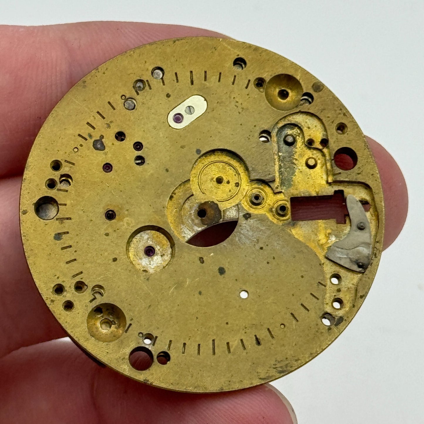 42.9mm Buren 19 28/12 Balance Intact Partial Pocket Watch Movement PARTS SPARE