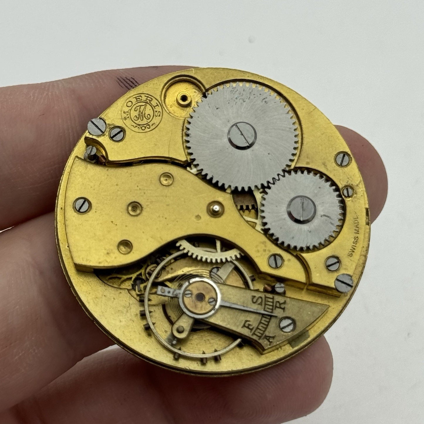 43.2mm Moeris Open Face Swiss Vintage Pocket Watch Movement PARTS REPAIR SPARES