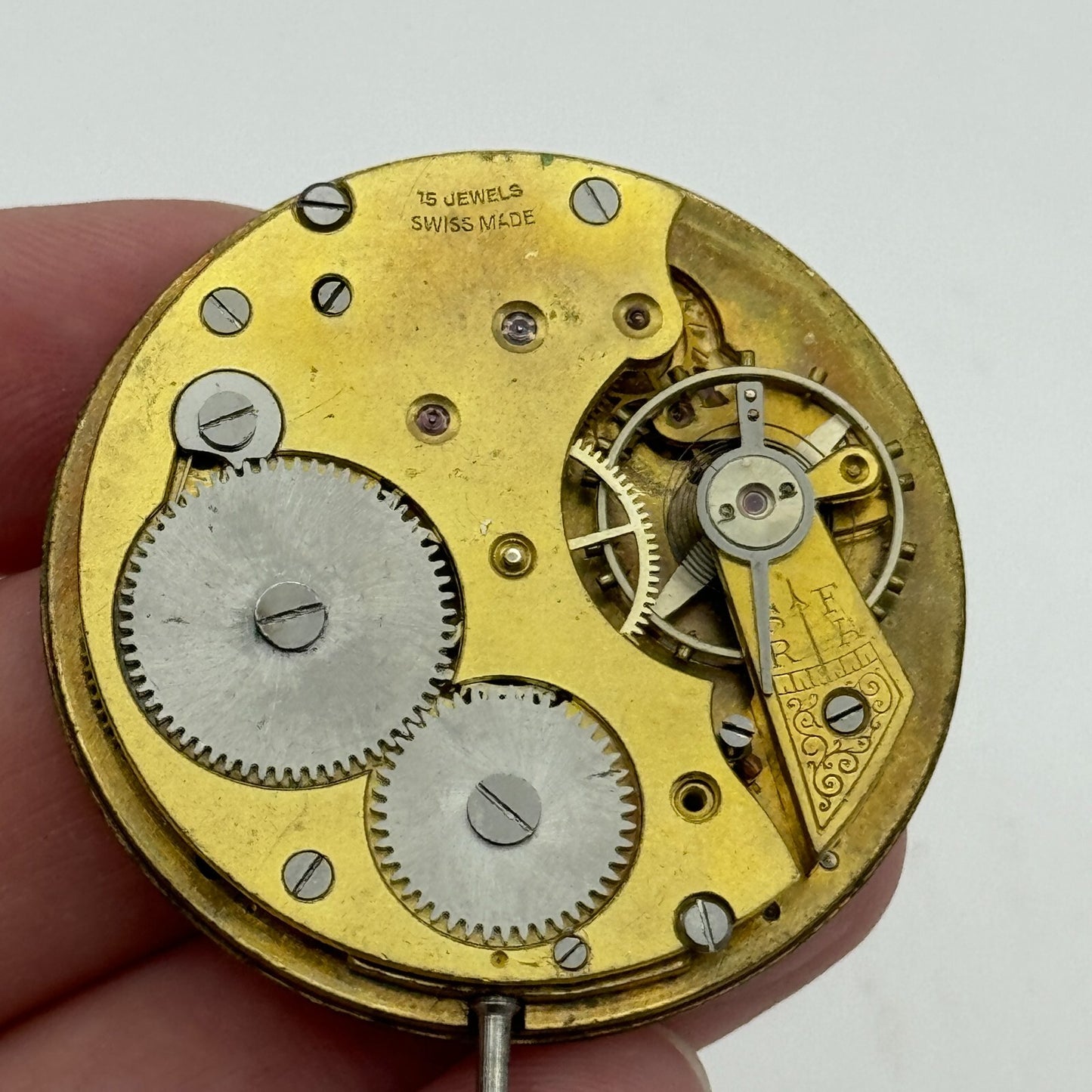 42.9mm Open Face Balance Intact Swiss 15 Jewels Pocket Watch Movement PARTS
