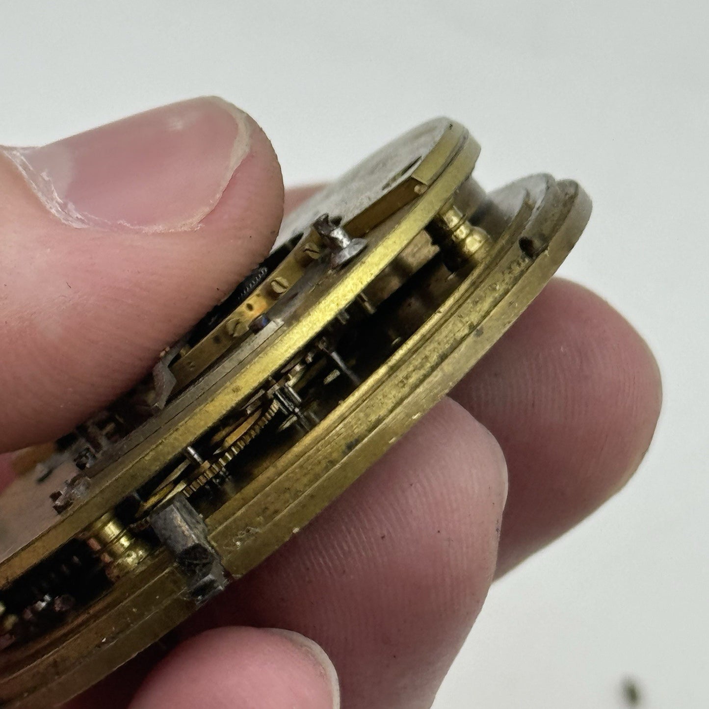 50mm A Yewdall Leeds English Fusee Pocket Watch Movement - Chain Present PARTS