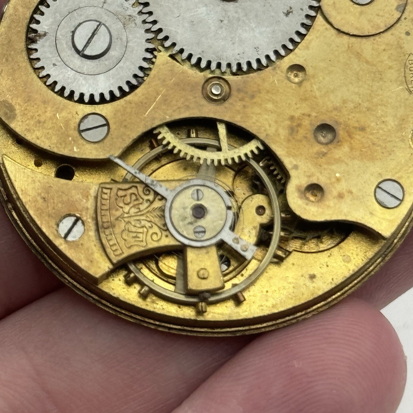 42.8mm Interesting Vintage Buren Pocket Watch Movement PARTS REPAIR SPARES