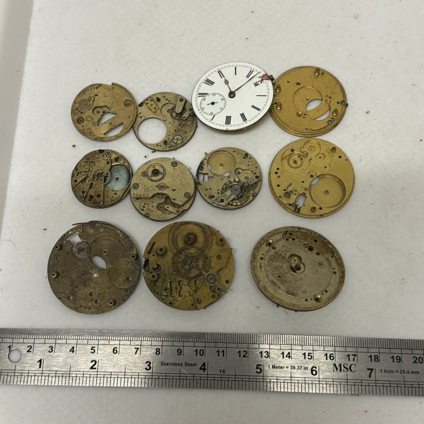 12 x Antique Partial Pocket Watch Movements Parts Repair Watchmakers Job Lot