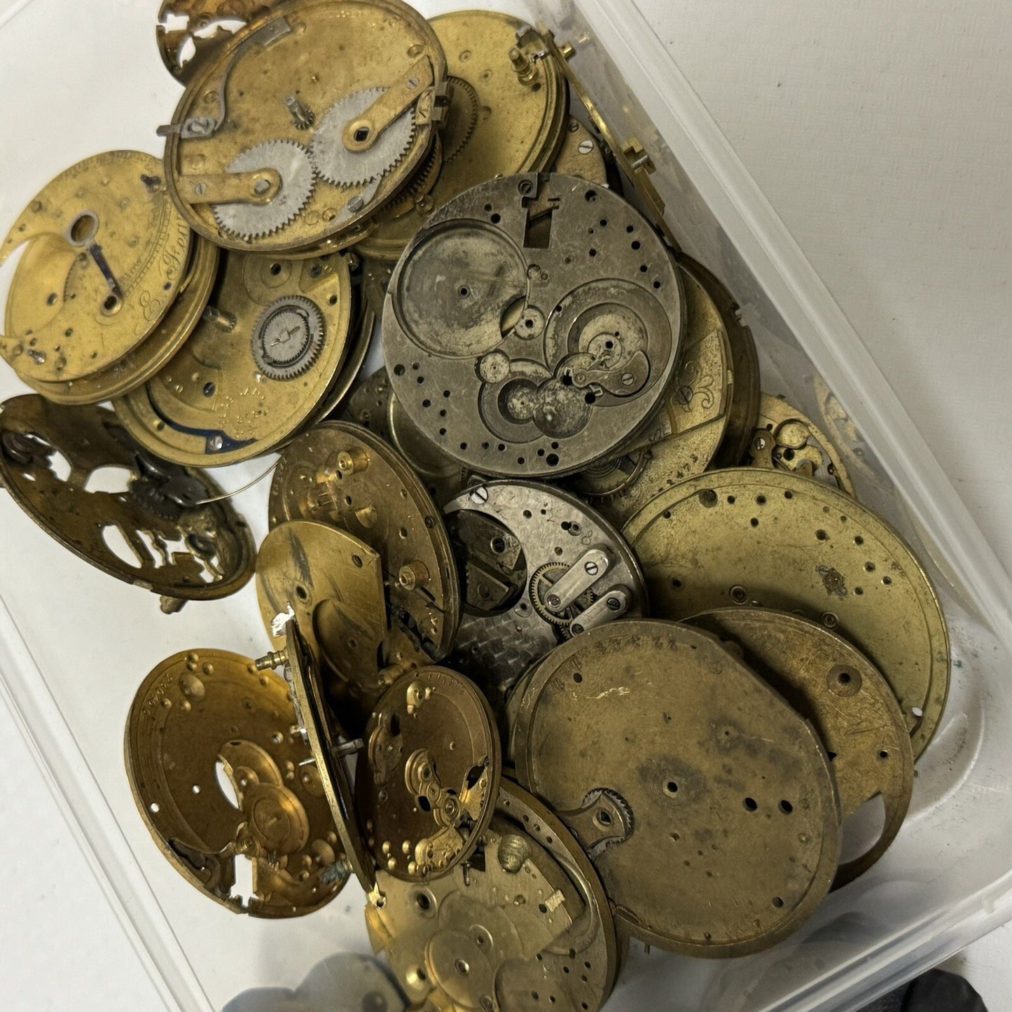 500 Grams Mixed Partial Pocket Watch Movements Watchmakers Job Lot Spares Parts