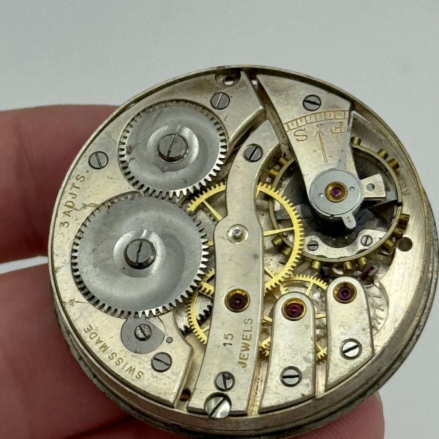43mm Cyma Ref 919 Tavannes 15 Jewels Open Face Swiss Pocket Watch Movement PARTS