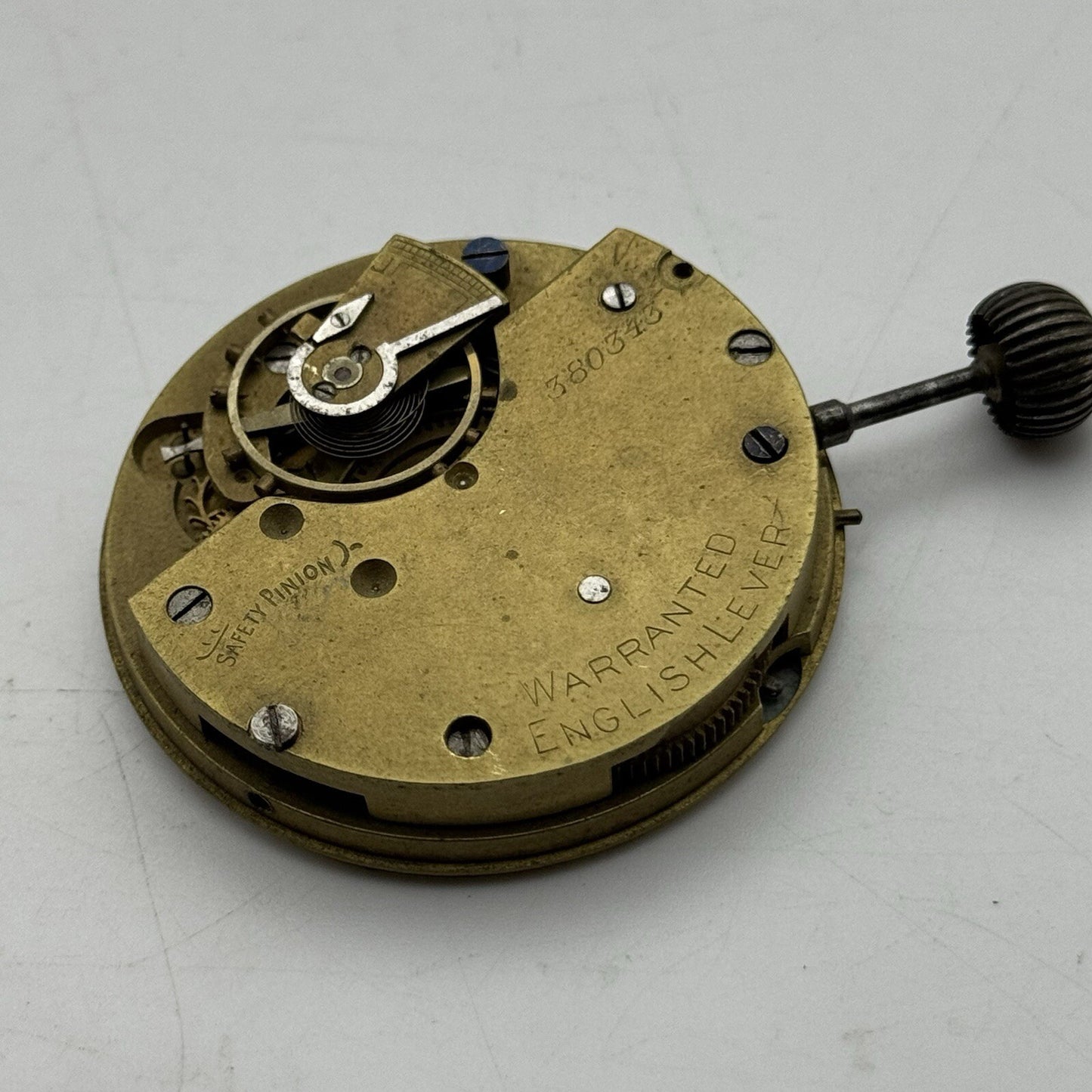 44.7m Warranted English Lever Top Wind Pocket Watch Movement Dial FOR PARTS