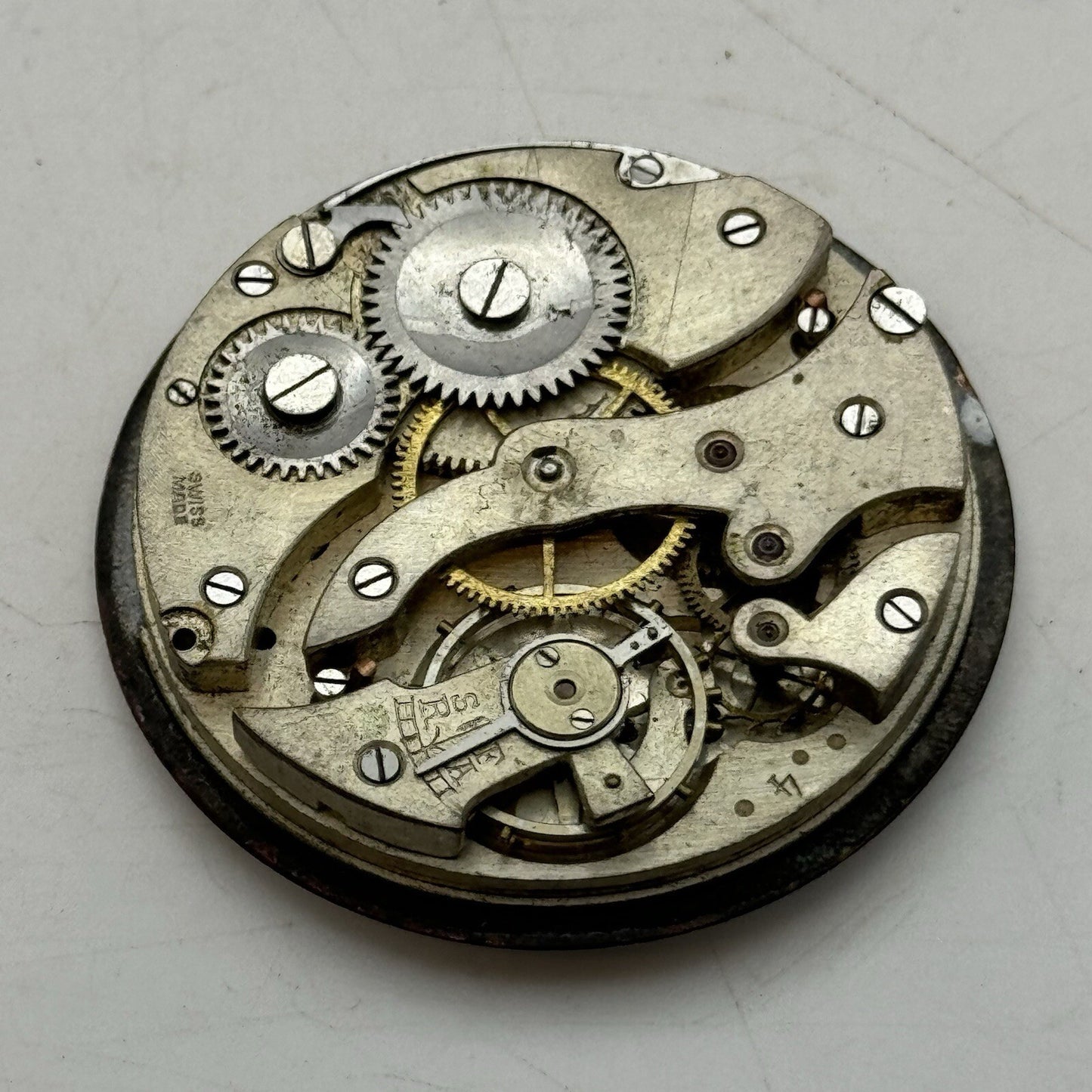 43.7mm Military Style Dial Top Wind Pocket Watch Movement FOR PARTS