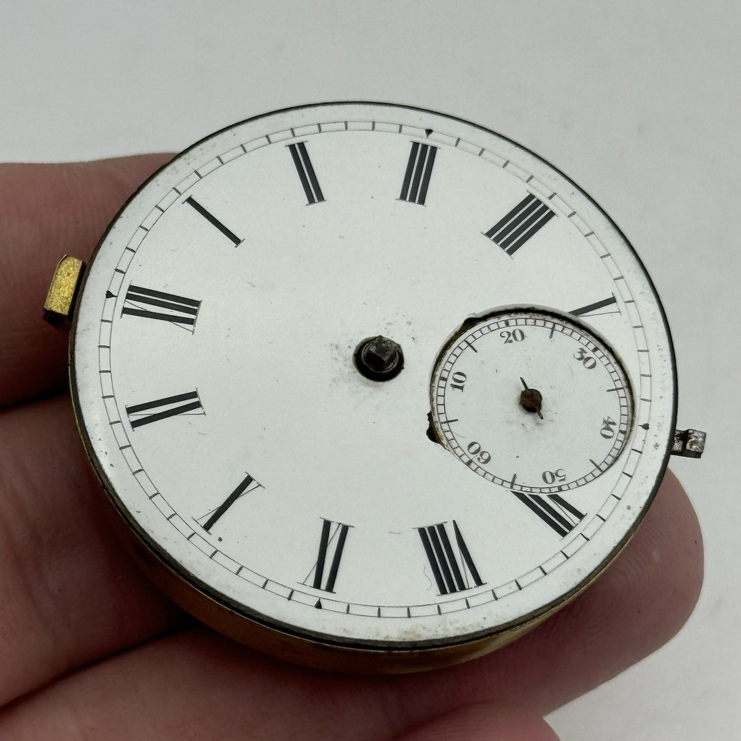 43mm Antique Fusee Good Balance Pocket Watch Movement - Chain Present PARTS