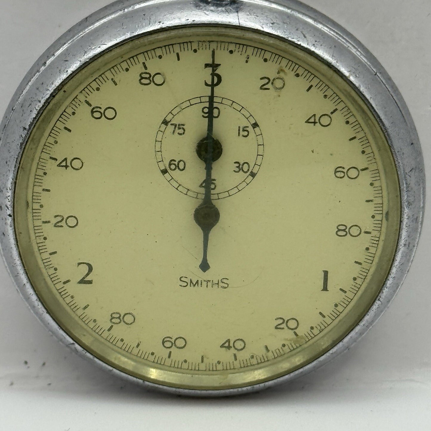 50mm Vintage Smiths Dennison Case SW43 Stop Watch Silver Tone For Parts / Repair